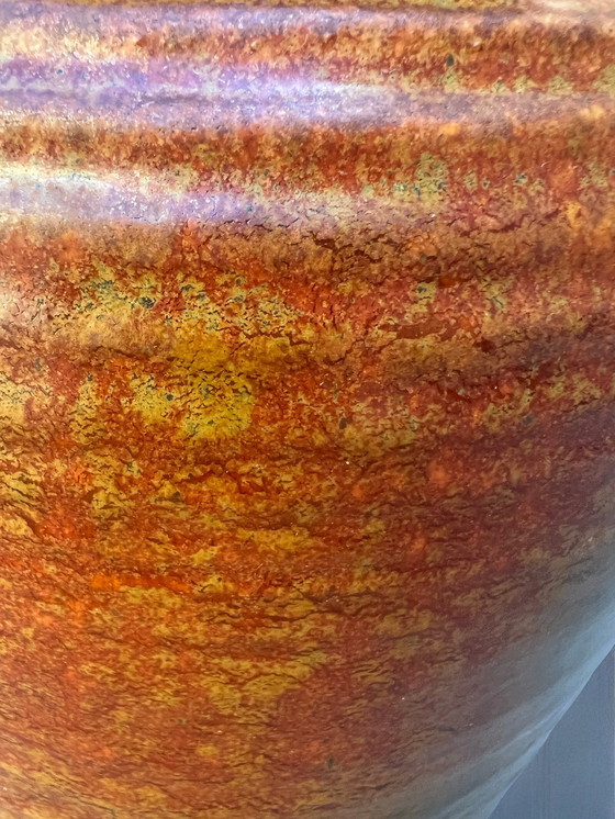 Image 1 of Bay Keramik - Large vintage floor vase, rust brown with dark decoration, 60s/70s, West German Pottery, Mid - Century