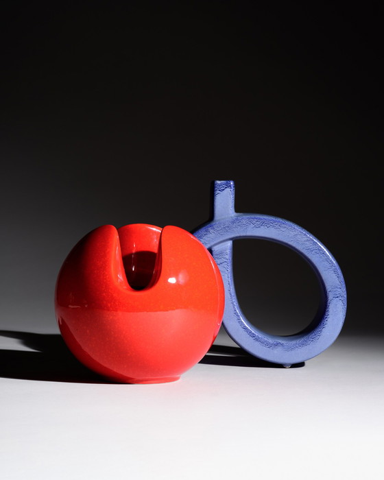 Image 1 of Postmodernes skulpturales Keramikvasen-Duo Roberto Rigon Bertoncello Italien 70er–80er Jahre