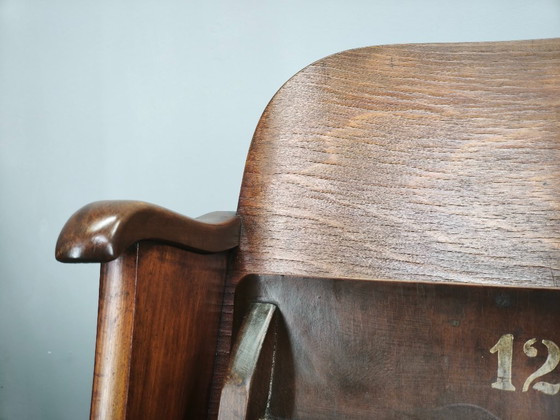 Image 1 of Zeldzame Tsjechoslowaakse bioscoopbank met drie zitplaatsen uit de jaren 1920, in Thonet-stijl.