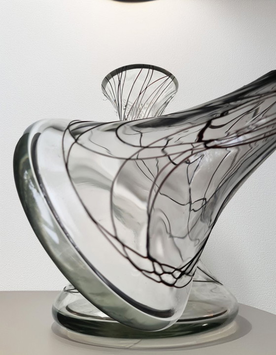 Image 1 of Nagel Glass – Paul Nagel – Deutschland: Wunderschöne Vase im Jugendstil, Klarglas