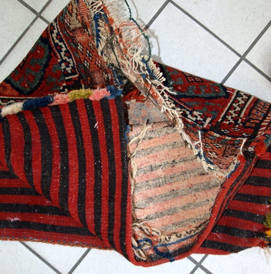 Image 1 of Handmade antique collectible Persian Kurdish bag 1.8' x 2.4' (56cm x 73cm) 1880s - 1C451