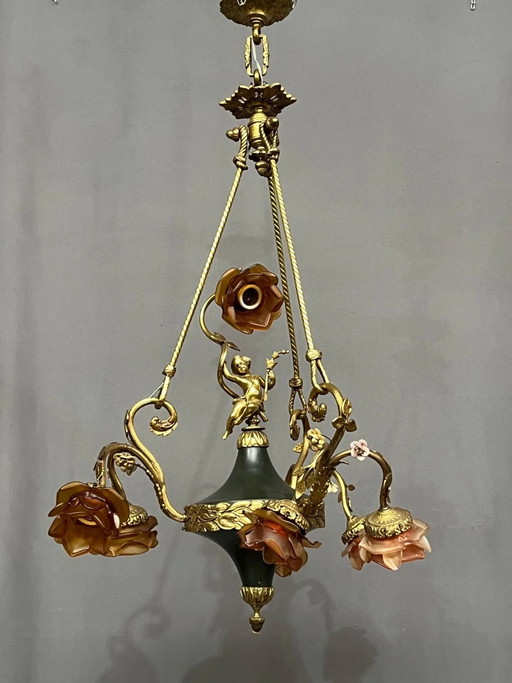 Magnifico lampadario in stile Impero francese – kroonluchters, Bronze, Porcelain (photo 2 of 6)