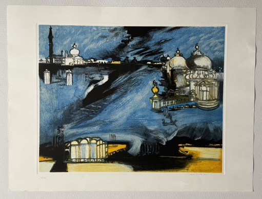 Remo Brindisi, aquatint engraving, 60x80cm, Venice, modern art