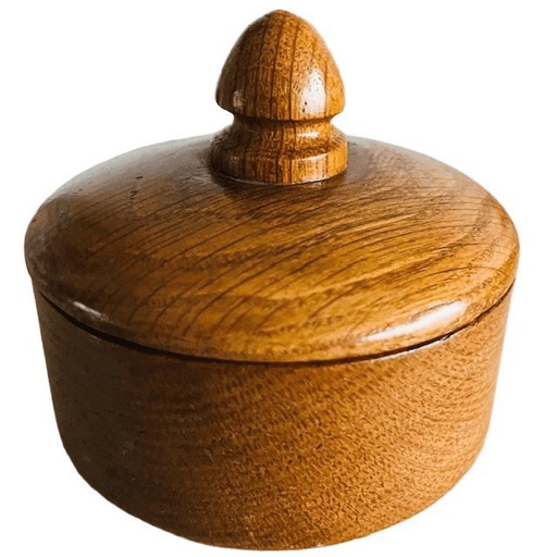 Maceta vintage de madera de teca torneada a mano de mediados de siglo, década de 1960