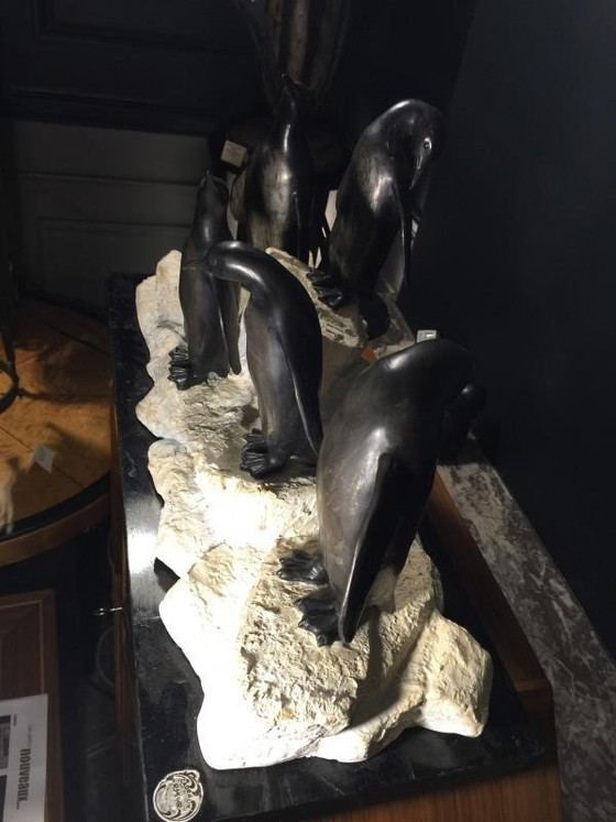 Sculpture de pingouins Art Déco en métal peint et terre cuite, années 1930 – Marble, Metal, Art Deco (photo 17 of 18)