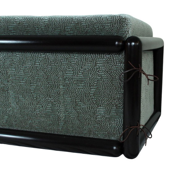 Image 1 of divano cornaro a 2 posti in legno di iroko e velluto jacquard di zimmer + rohde di carlo scarpa per studio simon, italia, 1974