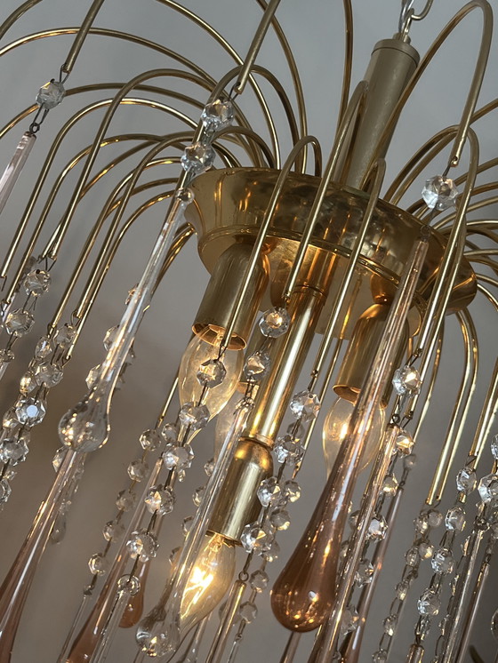 Image 1 of XL vintage pink taerdrop chandelier pendant lamp pendants