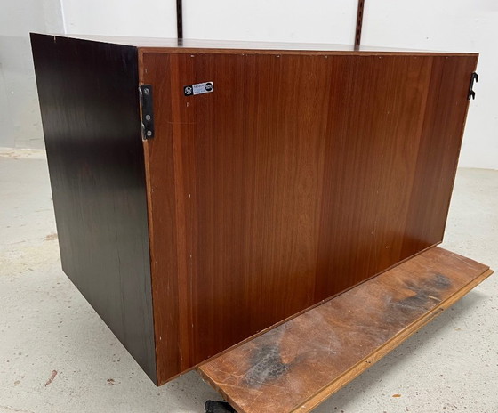 Image 1 of Rosewood Tambour Door Cabinet By Kai Kristiansen For Feldballes