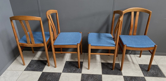 Image 1 of 4X Ekstrom Eiken Eetkamerstoelen Voor Johansson & Soner Zweden 1960S