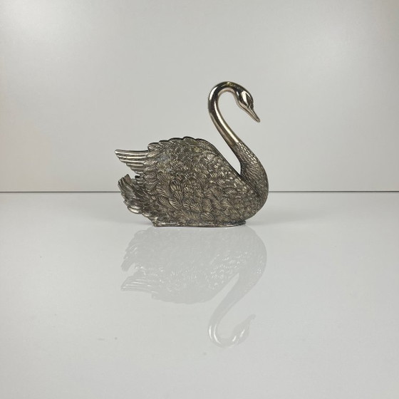 Image 1 of Toallero Swan, metal plateado, 1970