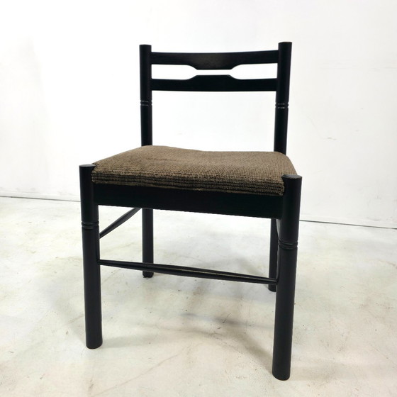 Image 1 of 6 sedie da pranzo de Coene in legno nero, vintage, Belgio anni '70