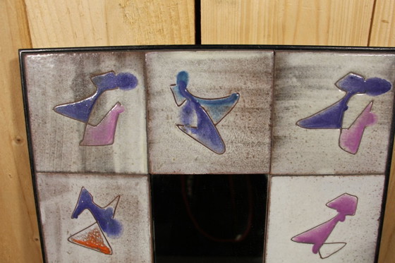 Image 1 of Vintage ceramic wall mirror by Juliette Derel - Vallauris