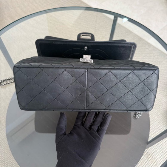 Image 1 of Chanel 2.55 Reissue 227 Large - Cannage Calfskin Black Ruthenium Silver Hardware Series 14