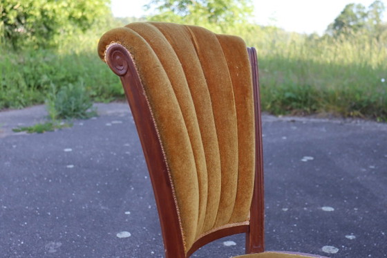 Image 1 of Paire de chaises Art Déco en velours et bois massif