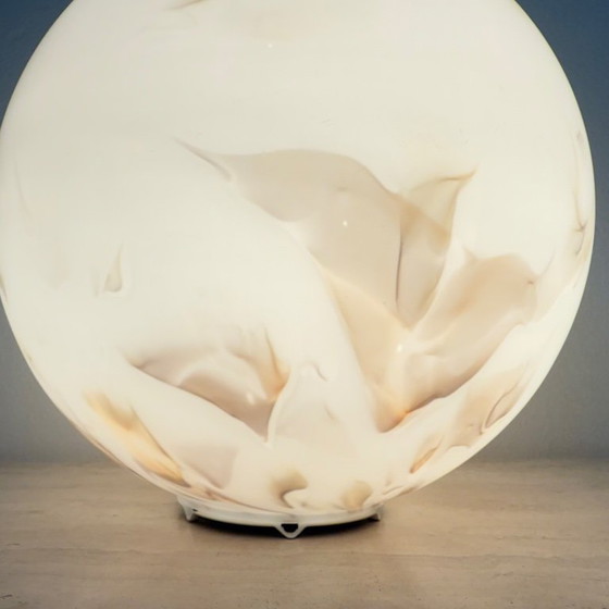 Image 1 of Vintage glass table lamp marble decor , 1970s 