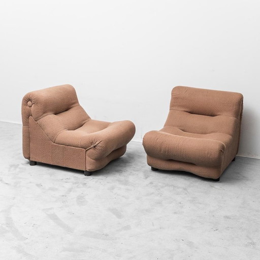 COPPIA DI POLTRONE REZIA DI EMILIO GUARNACCI PER 1P, ANNI '70, VINTAGE, ANTIQUARIATO MODERNO