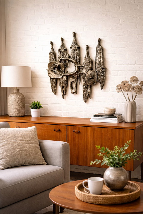 Image 1 of Unique Brutalist Wall Sculpture "The Gatekeepers" - 1970s