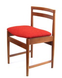 4 Chaises de Salle à Manger Danoises Vintage Mid-Century, tissu rouge