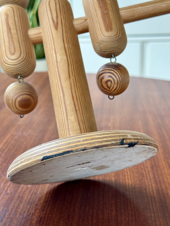 Image 1 of Vintage Aarikka Finland houten kandelaar - zeldzaam Scandinavisch design