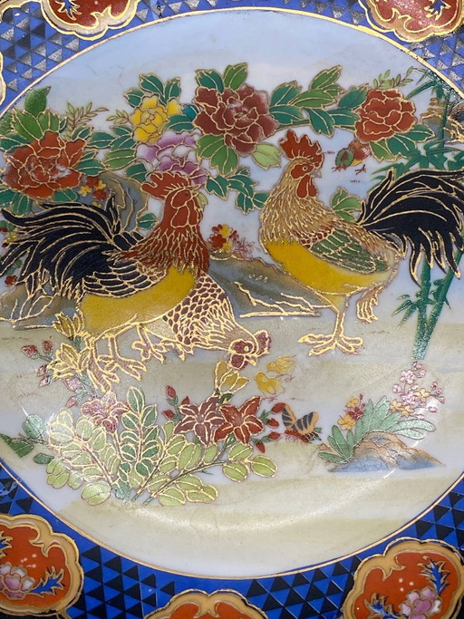 Large Japanese Porcelain Wall Plate, Rooster Decoration, Kutani Imari Style, 26 cm – decoratieve objecten (photo 2 of 5)