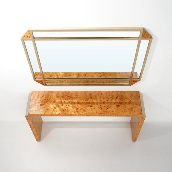 Image 1 of Console table with mirror in briar root by Mario Falcone for Fratelli Turri, 1970s