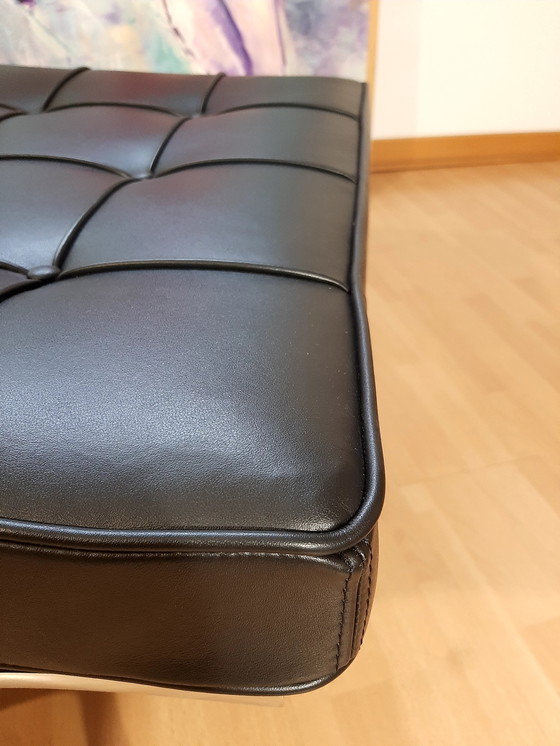 Image 1 of Knoll Set Barcelona New-Never Used Black Leather Design by Ludwig Mies Van Der Rohe and Lilly Reich (1929)