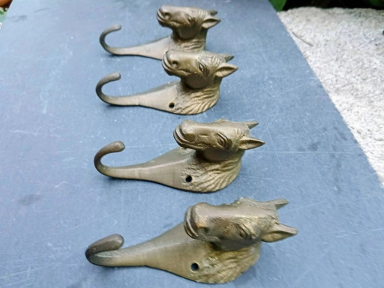 4 vintage massief messing paarden kapstokhaken – Kapstokken, Brass (photo 2 of 6)