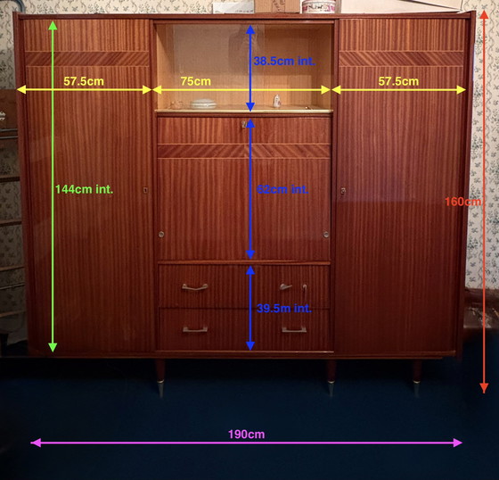 Image 1 of Vintage secretair bureau, jaren 50/60, in reconstructiestijl.