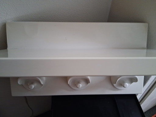 Vintage Separate Kartell Coat Rack Hat Shelf White, With 3 Coat Rack Hooks