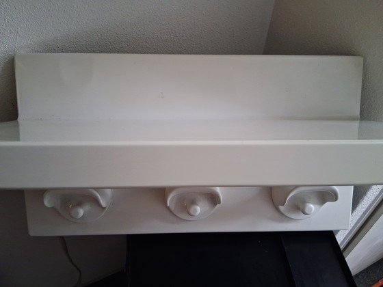 Image 1 of Vintage Separate Kartell Coat Rack Hat Shelf White, With 3 Coat Rack Hooks