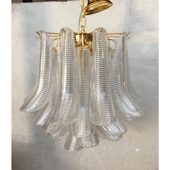 Image 1 of Coppia scultorea di lampadari Selle in vetro di Murano stile Mazzega