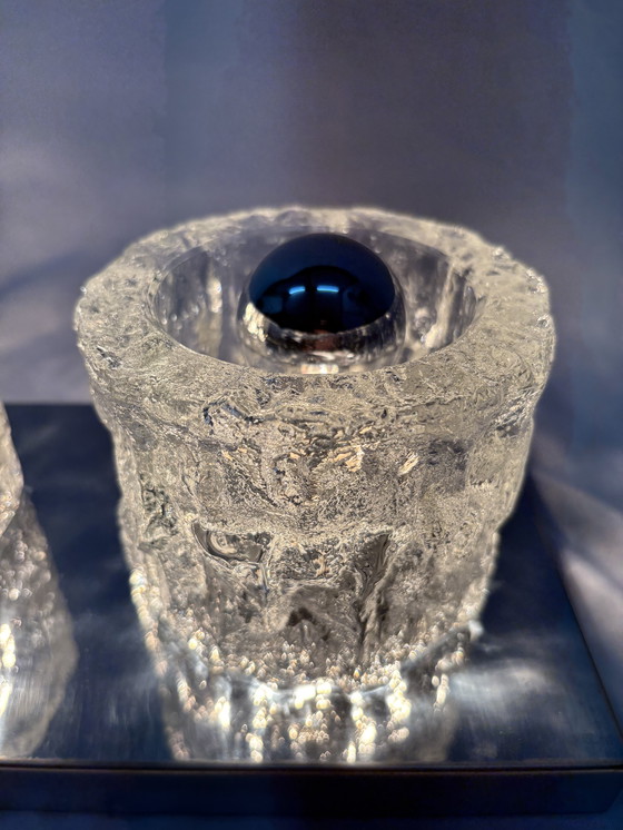Image 1 of Vintage Peill & Putzler "Ice Glass" wandlamp jaren '70