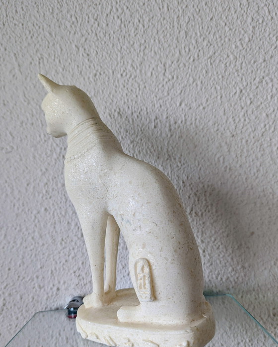 Image 1 of Egyptian Goddess Statue Basted in White Marble or Stone