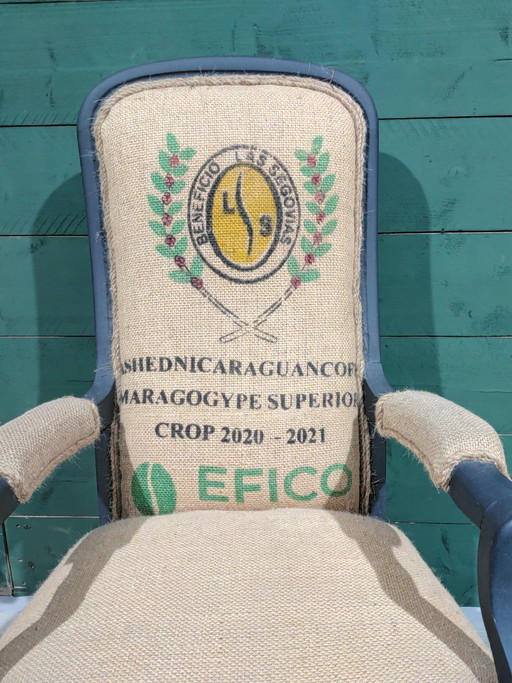 Sedia vintage con seduta in juta – fauteuils, Textile, Wood (photo 2 of 5)