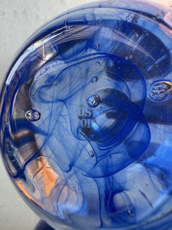 Image 1 of Kosta Boda blauer Glaskerzenständer aus den 1980er Jahren