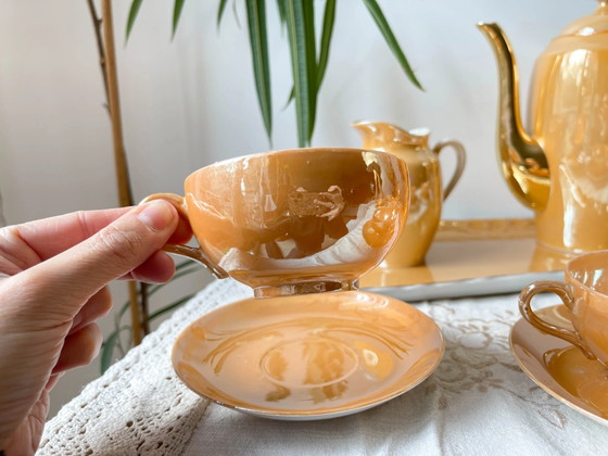 Servizio da tè vintage Cecoslovacchia Victoria China Lusterware Pesca Iridiscente 1950 – Stoviglie, Porcelain (photo 4 of 16)