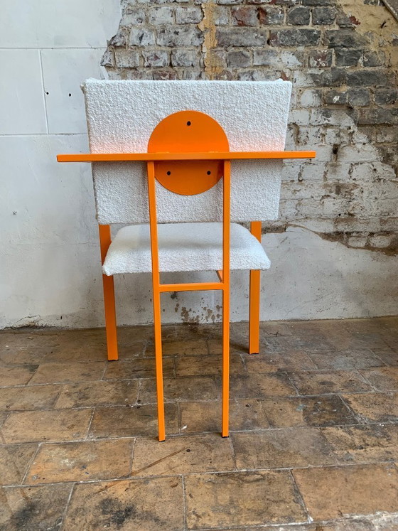 Image 1 of Paire de fauteuils postmodern orange et tissu laine bouclé
