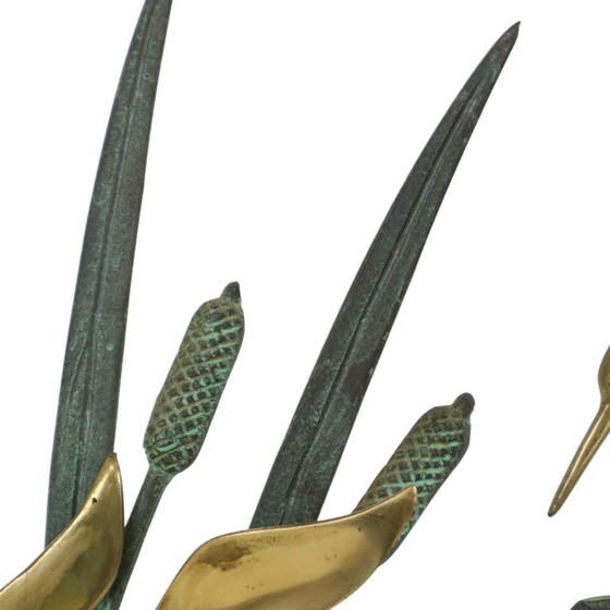 Statuette di metà secolo raffiguranti un airone e un'anatra, in ottone e metallo verde, 35 cm. – Sculture (photo 9 of 13)
