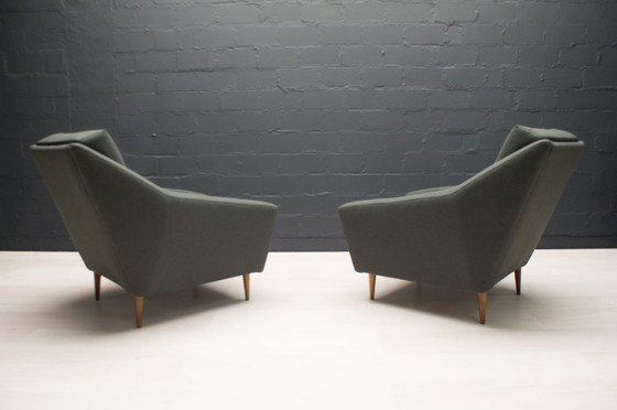 Image 1 of Set di poltrone in legno e tessuto di Eddie Harlis per Hans Kaufeld, anni '60