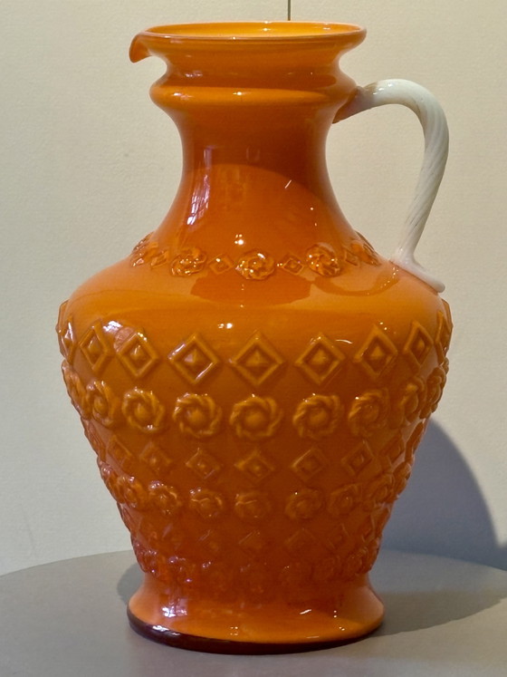 Stelvia Vintage 1960s Orange Opaline Glass Vase (Opalina Fiorentina) Empoli Italy – stelvio empoli (photo 3 of 9)
