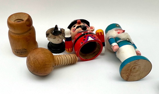 Decorazioni natalizie vintage in legno, Addobbi per albero, Omino che fuma e Schiaccianoci (foto 13 di 15)