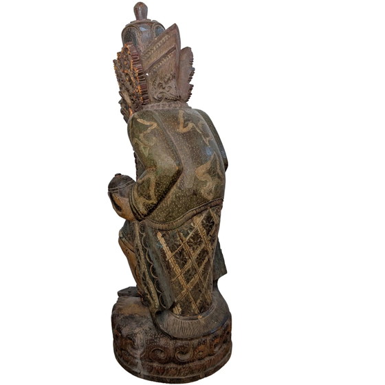 Große polychrome balinesische Holzskulptur – Mythologischer Rishi (Weiser) – ca. 1950 – Bildhauerei (photo 7 of 10)