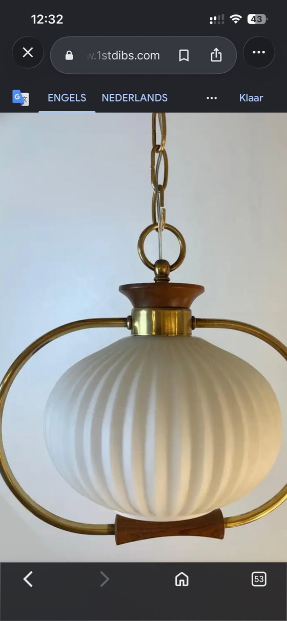 Suspension Mid-Century Moderne par Massive, Belgique, Années 60, Verre, Or, Doré (photo 5 sur 11)