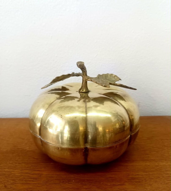 Image 1 of Boîte citrouille en laiton Italie 1970 vintage 