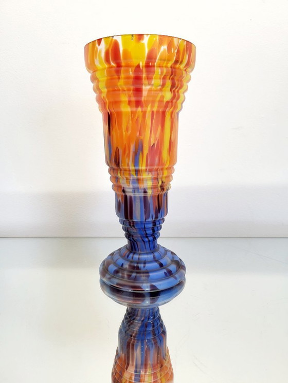 Image 1 of Art Deco vaas, “spatter”, Boheems glas, Wilhelm Kralik Söhne, Tsjechië, 1930