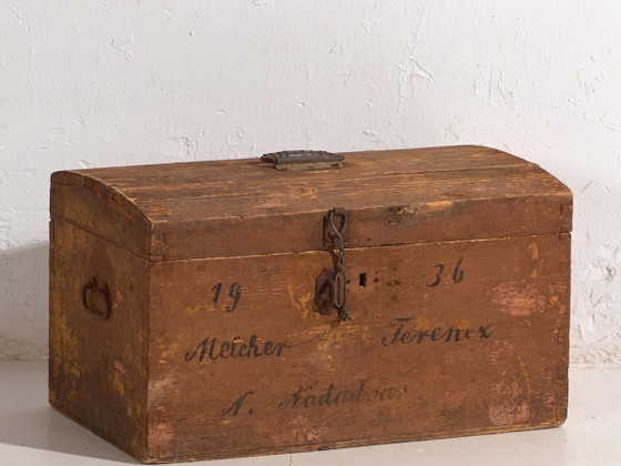 Antique travel chest with original inscription (Year 1936) #21 – Storage cabinet, Rustic (photo 2 of 40)