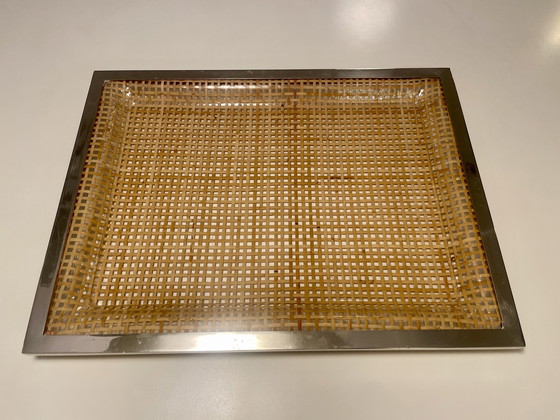 Image 1 of Lucite wicker tray italy 70‘s
