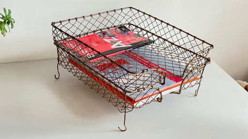 Vintage brass wire letter trays