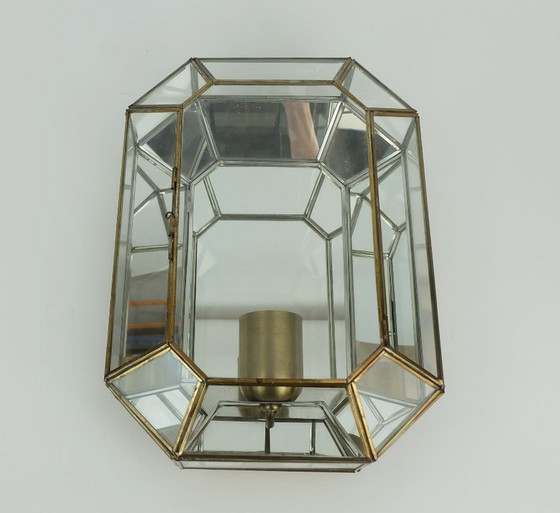 Image 1 of 1970s 1980s SCONCE wandlamp manfred fenske leuchten glass mirrored glass metal