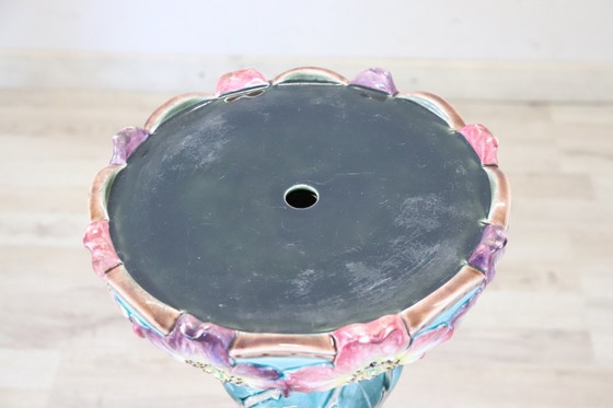 Image 1 of Vaso in ceramica Art Nouevau con colonna, Italia, inizio XX secolo